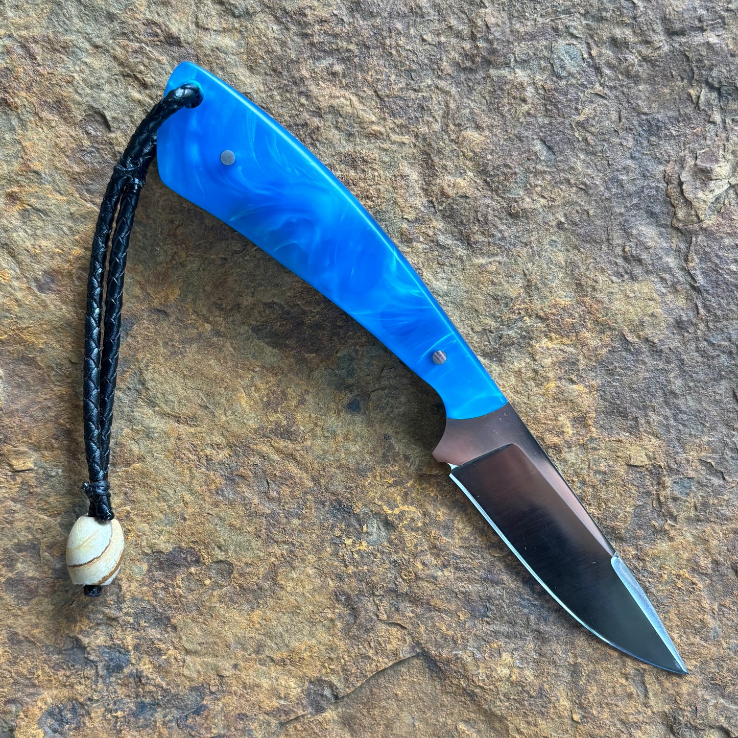 Pocket EDC w/ Blue Swirl Resin in 1095