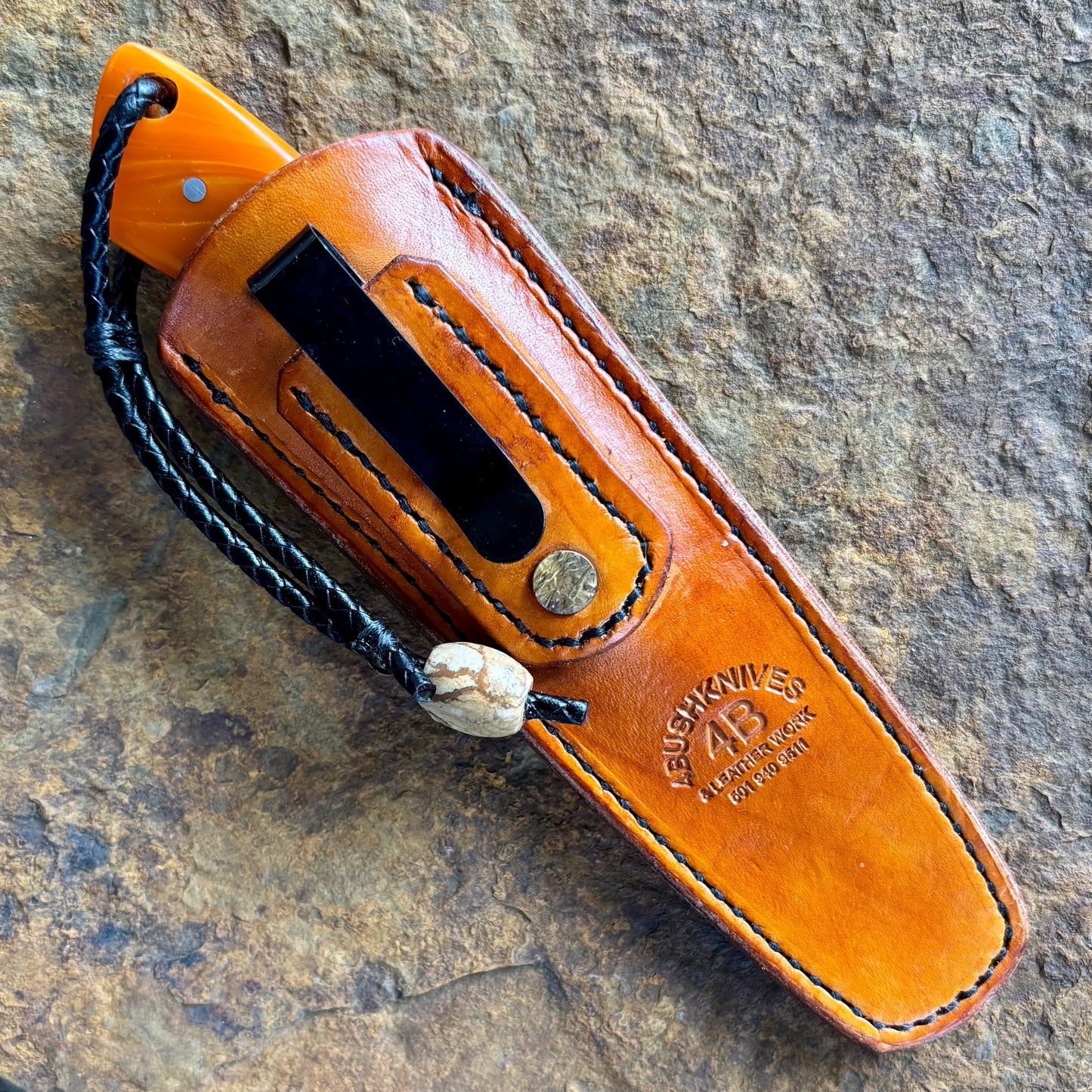 Pocket EDC w/ Orange Swirl Resin in 1095