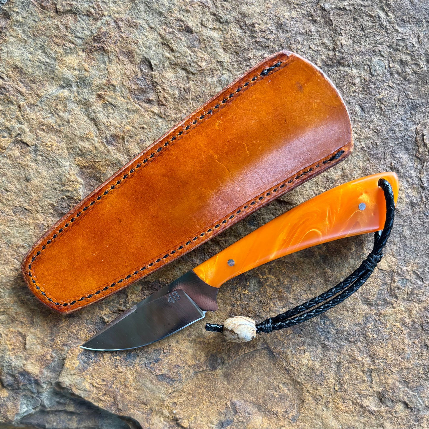 Pocket EDC w/ Orange Swirl Resin in 1095
