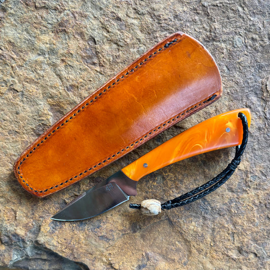 Pocket EDC w/ Orange Swirl Resin in 1095