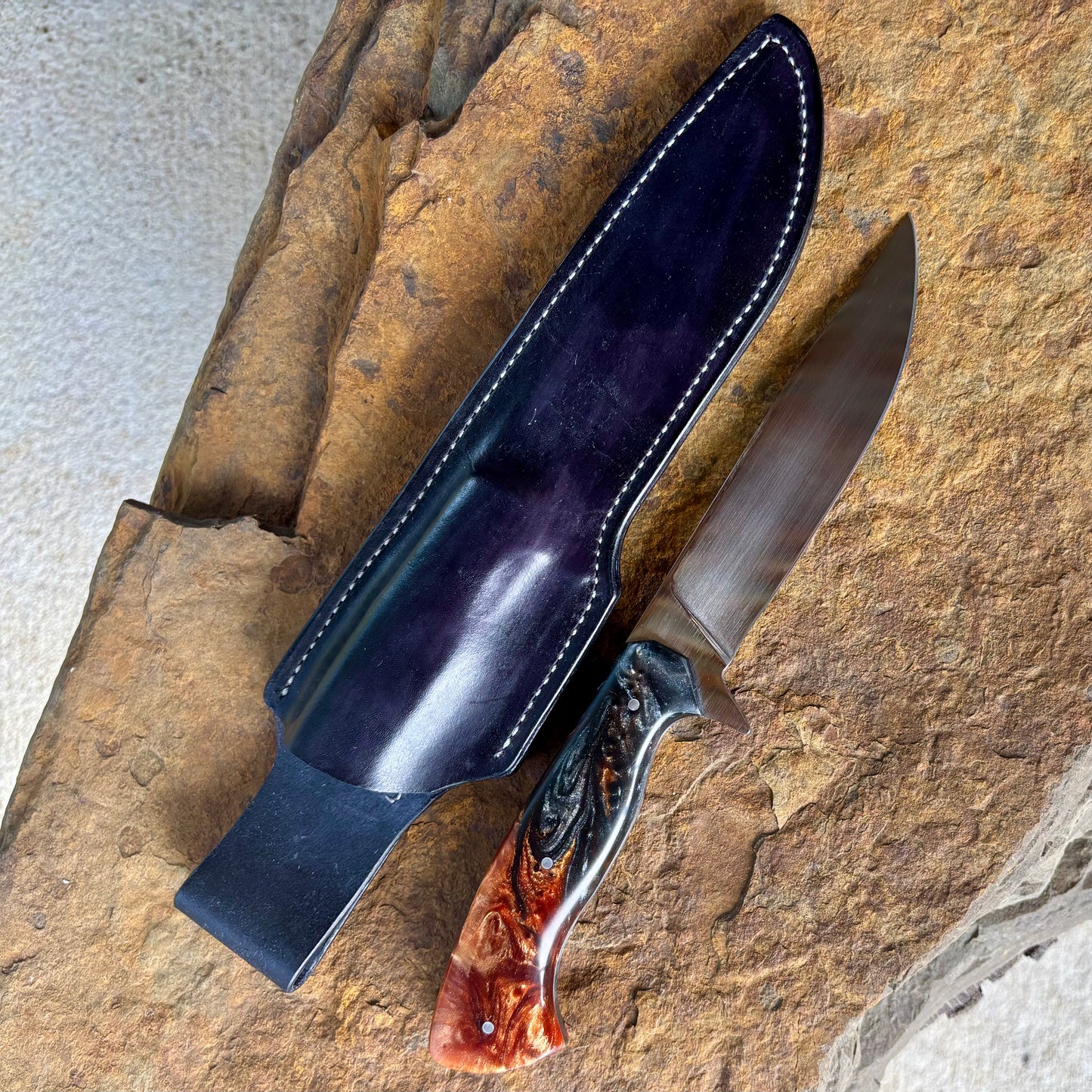 Bushcraft w/ Black and Orange Resin in 1095