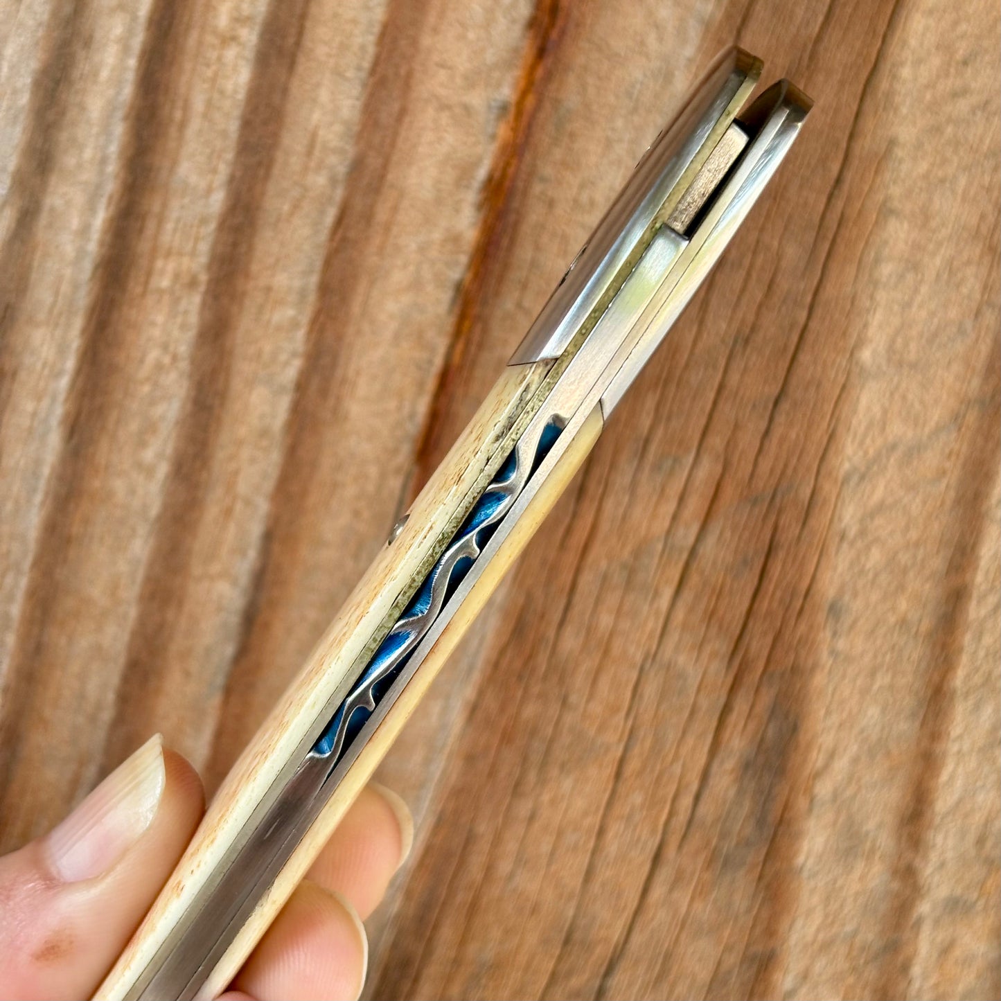 Folder Linerlock in 440C w/ Camel Bone