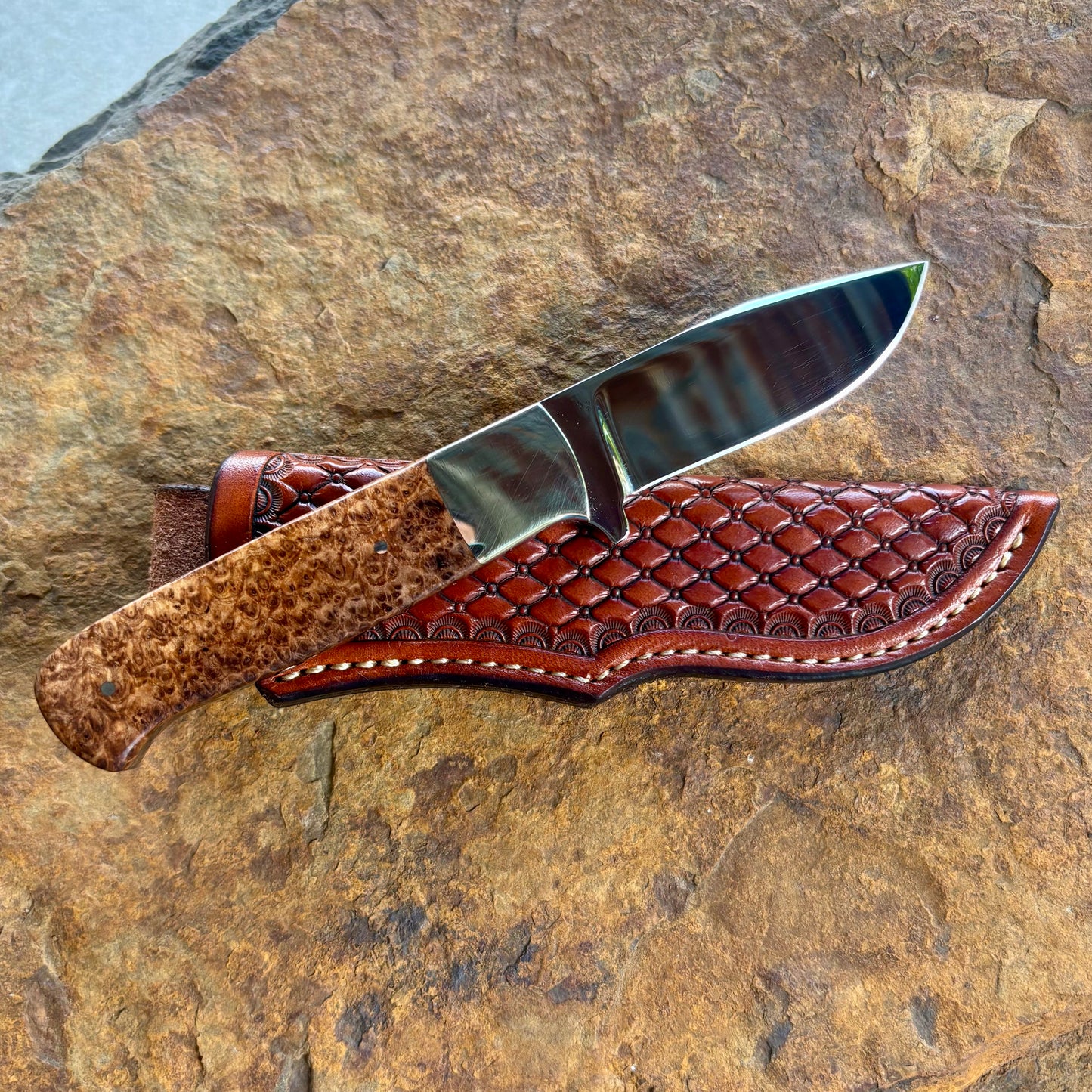 Hunter in 52100 w/ Black Ash Burl