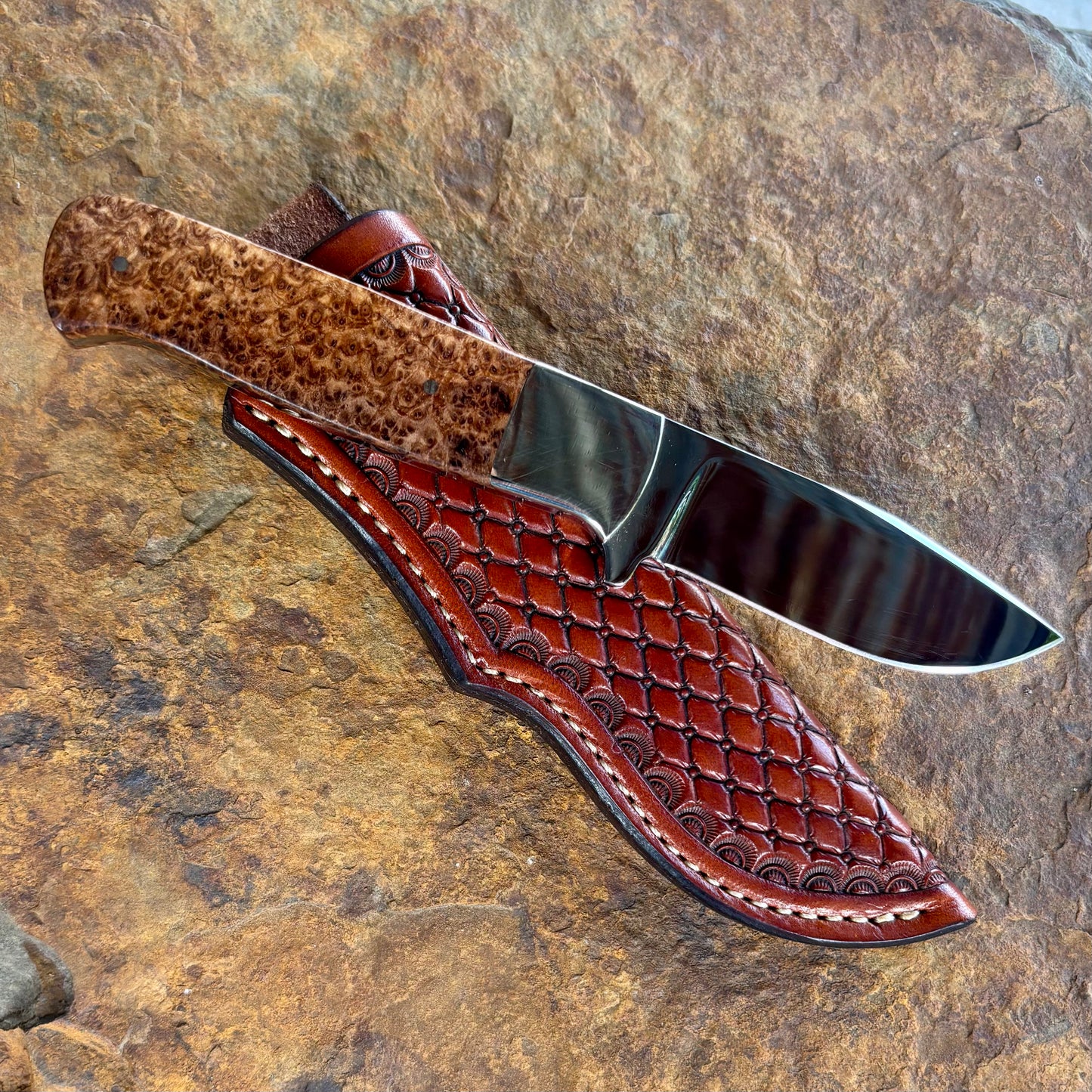 Hunter in 52100 w/ Black Ash Burl
